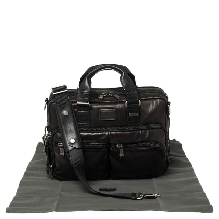 Pre Owned TUMI Metallic Brown Leather Alpha Bravo Andersen Slim Commuter Briefcase