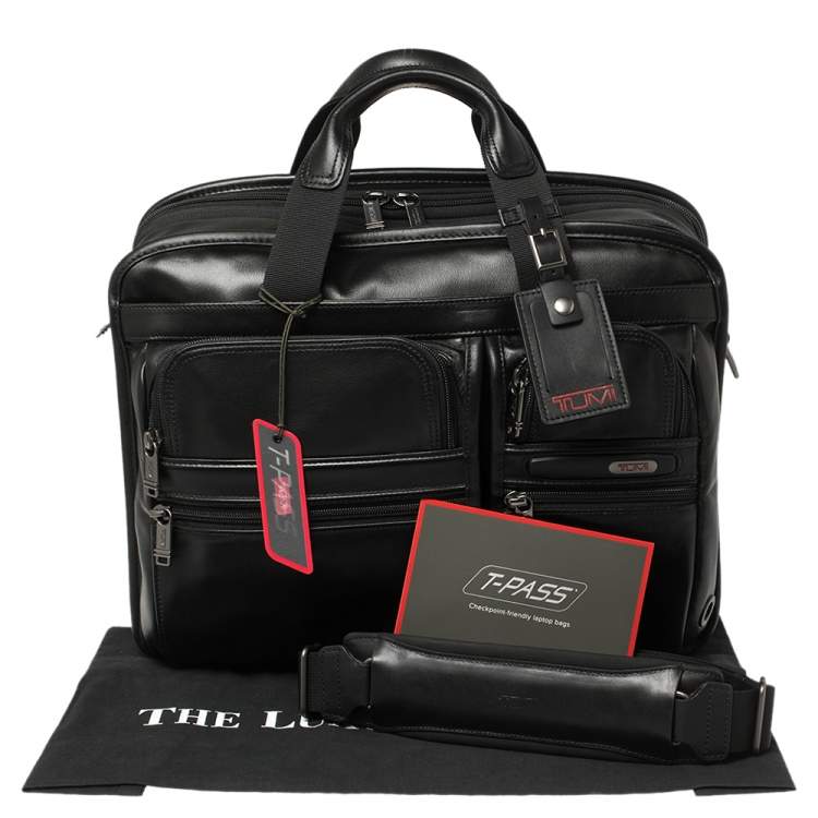 Pre Owned TUMI Black Leather Gen 4.2 T-Pass Expandable Laptop Briefcase