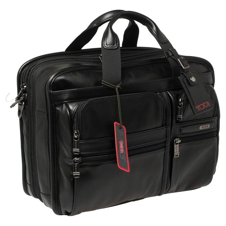 Pre Owned TUMI Black Leather Gen 4.2 T-Pass Expandable Laptop Briefcase