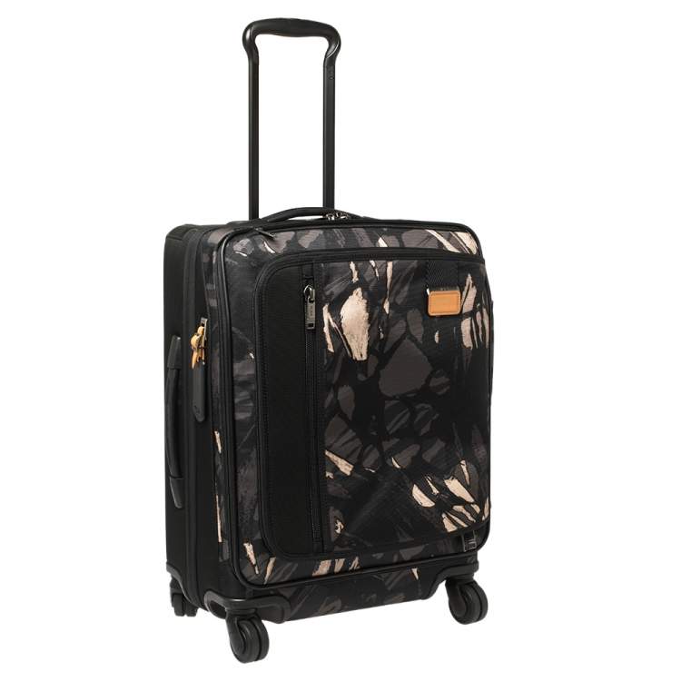 Pre Owned TUMI Black Highlands Print Nylon Merge Continental Expandable Carry On Luggage