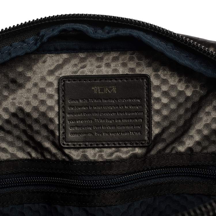 Pre Owned TUMI Black Leather Annapolis Zip Flap Messenger Bag