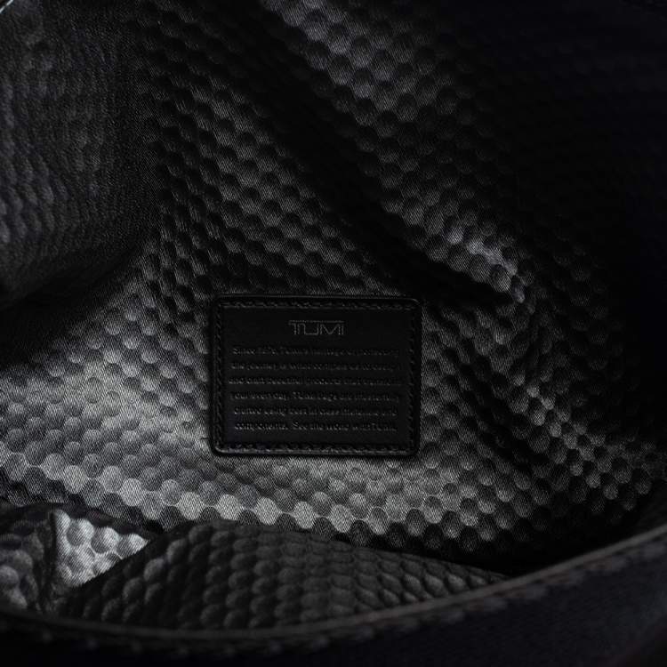 Pre Owned TUMI Black/Metallic Bronze Leather Alpha Bravo Luke Roll Top Backpack