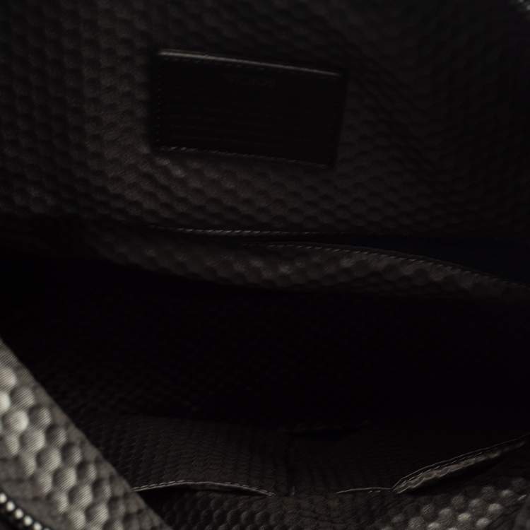 Pre Owned TUMI Black/Metallic Bronze Leather Alpha Bravo Luke Roll Top Backpack