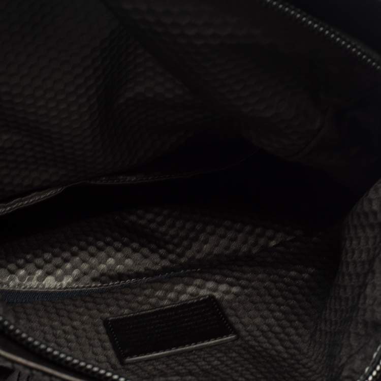 Pre Owned TUMI Black/Metallic Bronze Leather Alpha Bravo Luke Roll Top Backpack