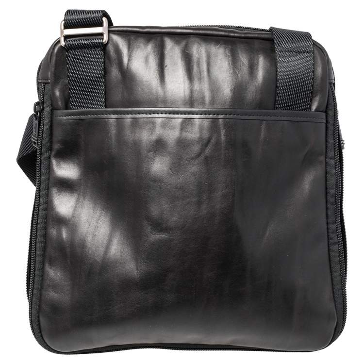 Pre Owned Tumi Black Leather Alpha Bravo Arnold Expandable Messenger Bag