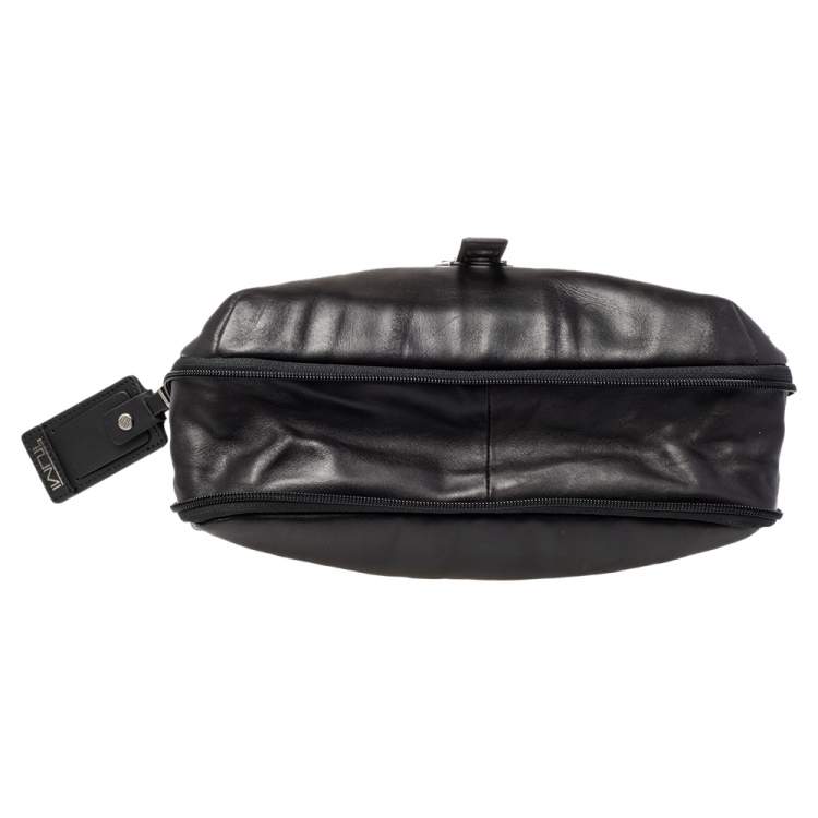 Pre Owned Tumi Black Leather Alpha Bravo Arnold Expandable Messenger Bag