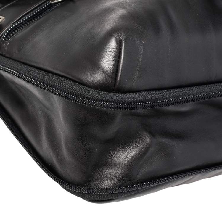 Pre Owned Tumi Black Leather Alpha Bravo Arnold Expandable Messenger Bag