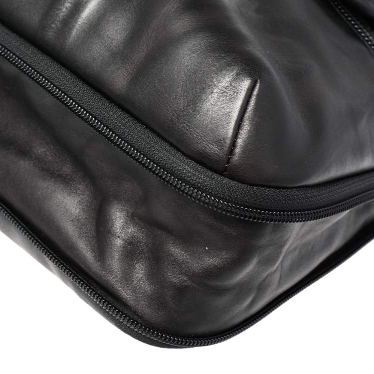 Pre Owned Tumi Black Leather Alpha Bravo Arnold Expandable Messenger Bag