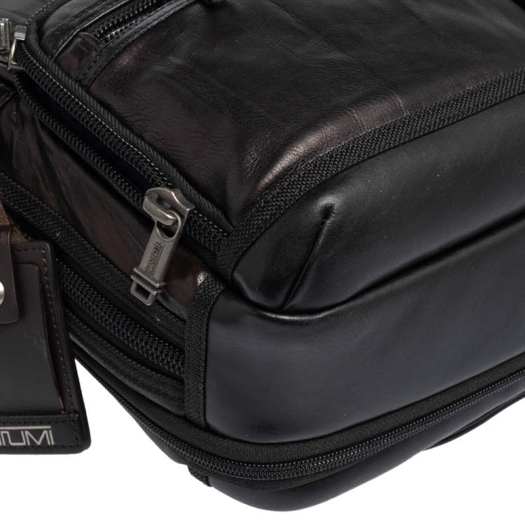 Pre Owned TUMI Metallic Dark Brown Leather Alpha Bravo Andersen Slim Commuter Briefcase