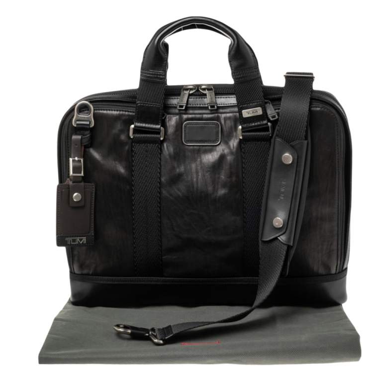 مملوكة مسبقًا TUMI Brown Leather Alpha Bravo Andrew Slim Briefcase