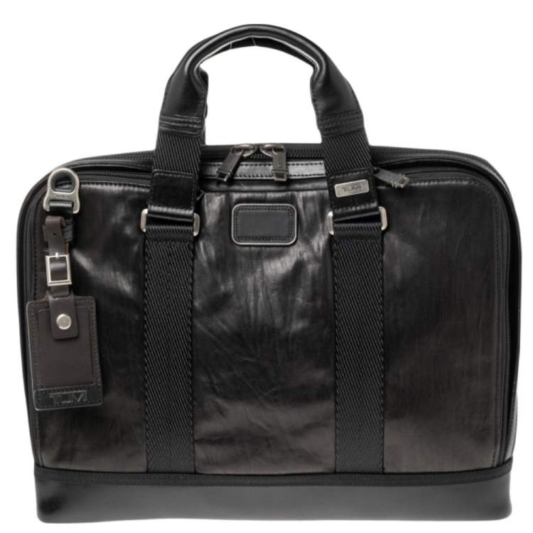 مملوكة مسبقًا TUMI Brown Leather Alpha Bravo Andrew Slim Briefcase