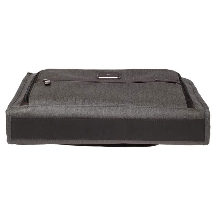 مملوكة مسبقًا TUMI Grey/Brown Leather and PVC Alpha 2 Slim Deluxe Portfolio Bag