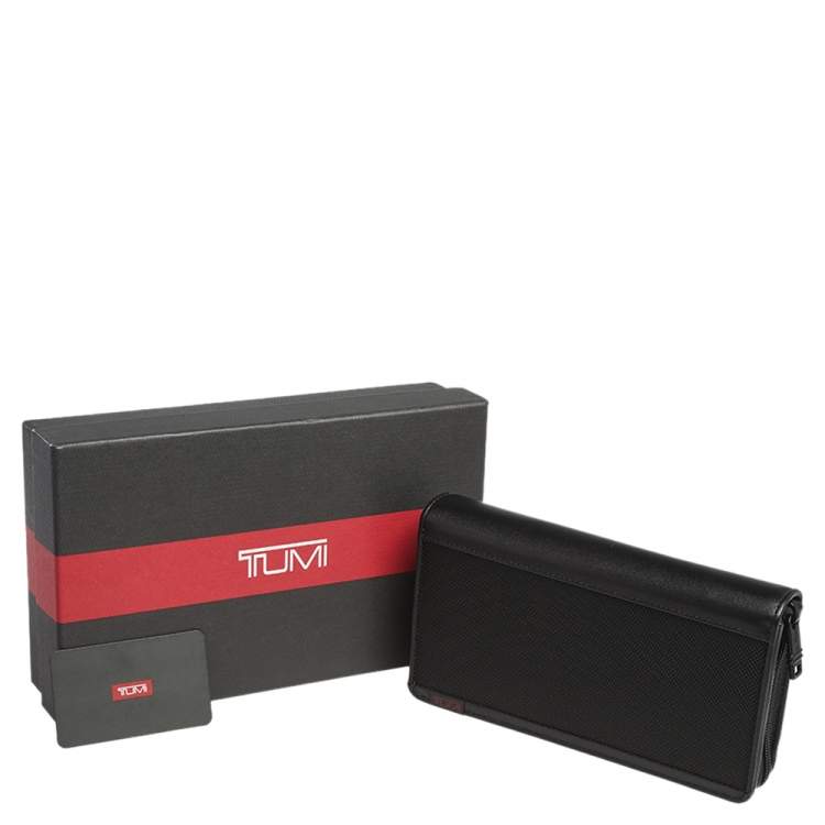 Pre Owned TUMI Black Nylon and Leather Zip Around Travel Wallet