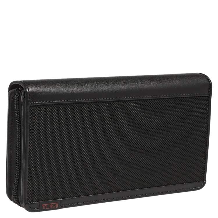 Pre Owned TUMI Black Nylon and Leather Zip Around Travel Wallet