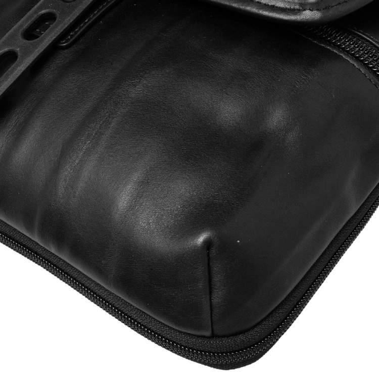 Pre Owned Tumi Black Leather Alpha Bravo Arnold Zip Messenger Bag