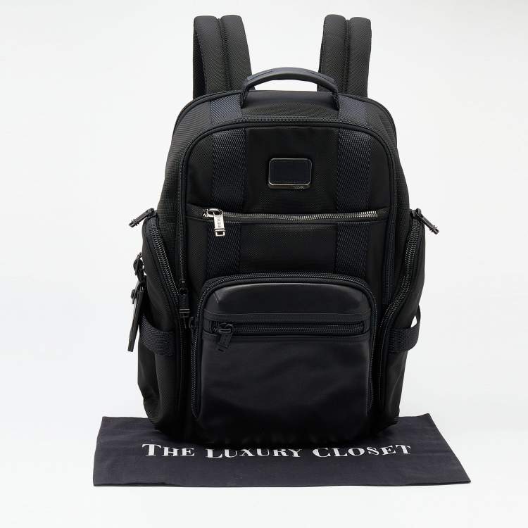 Pre Owned Tumi Black Nylon and Leather Alpha Bravo Sheppard Deluxe Brief Backpack
