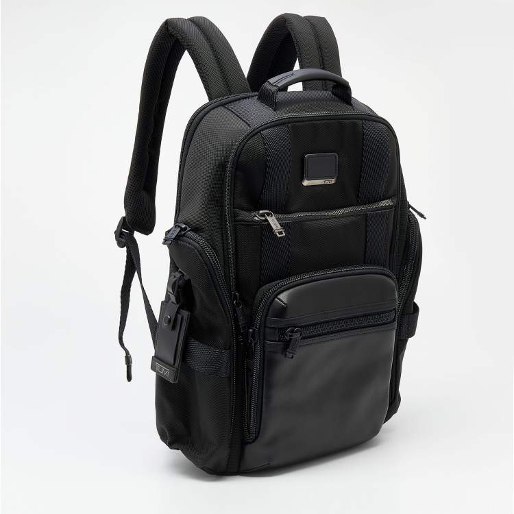 Pre Owned Tumi Black Nylon and Leather Alpha Bravo Sheppard Deluxe Brief Backpack