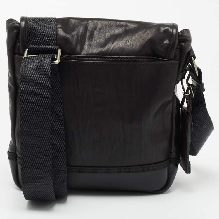 Pre Owned Tumi Dark Brown Leather Alpha Bravo Barstow Crossbody Bag
