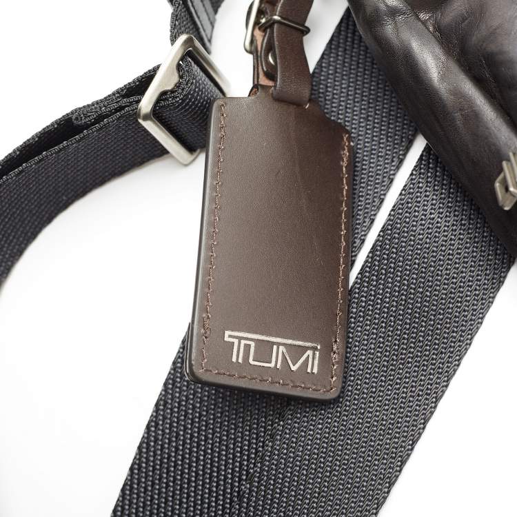 Pre Owned Tumi Dark Brown Leather Alpha Bravo Barstow Crossbody Bag