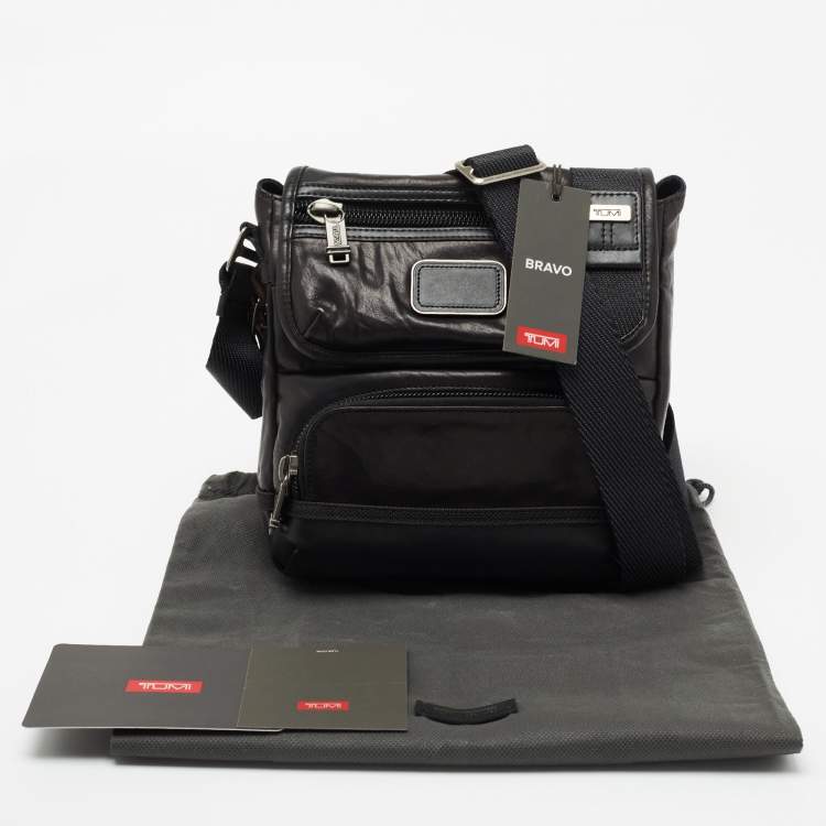 Pre Owned Tumi Dark Brown Leather Alpha Bravo Barstow Crossbody Bag
