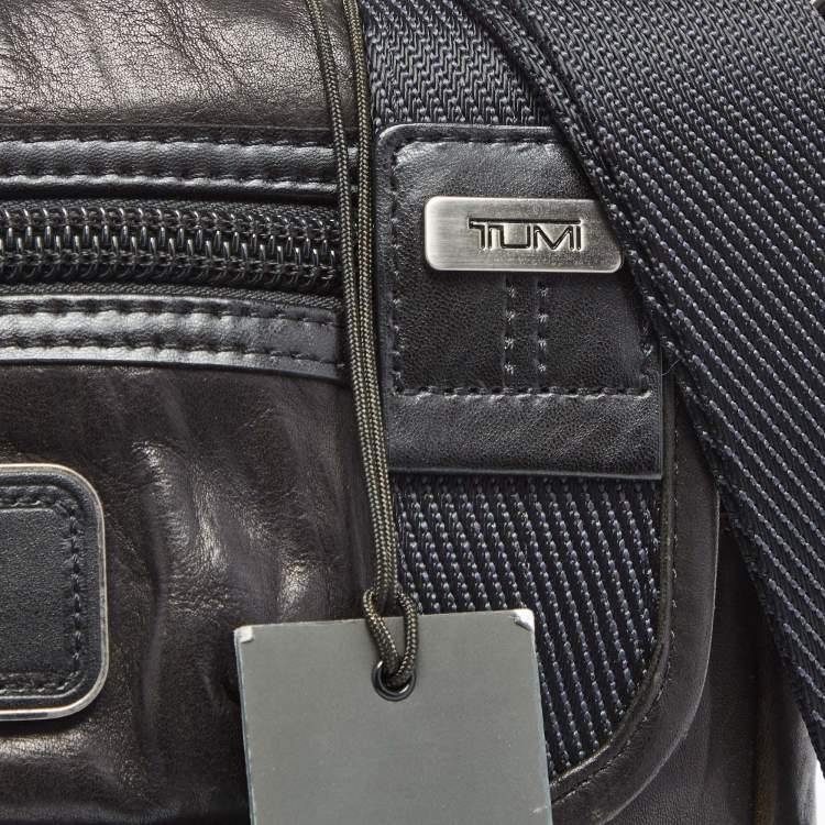 Pre Owned Tumi Dark Brown/Black Leather Alpha Bravo Barstow Messenger Bag