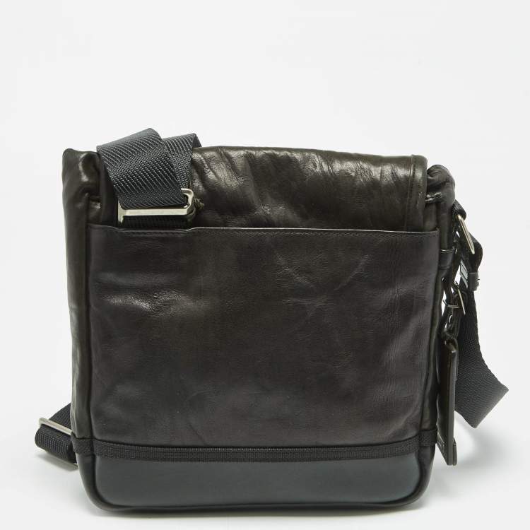 Pre Owned Tumi Dark Brown/Black Leather Alpha Bravo Barstow Messenger Bag