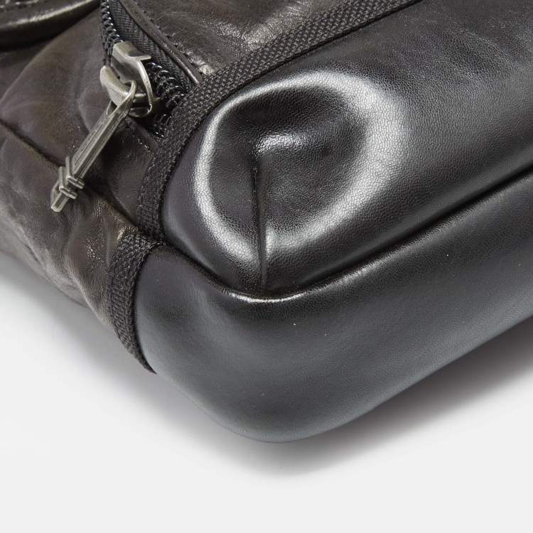 Pre Owned Tumi Dark Brown/Black Leather Alpha Bravo Barstow Messenger Bag