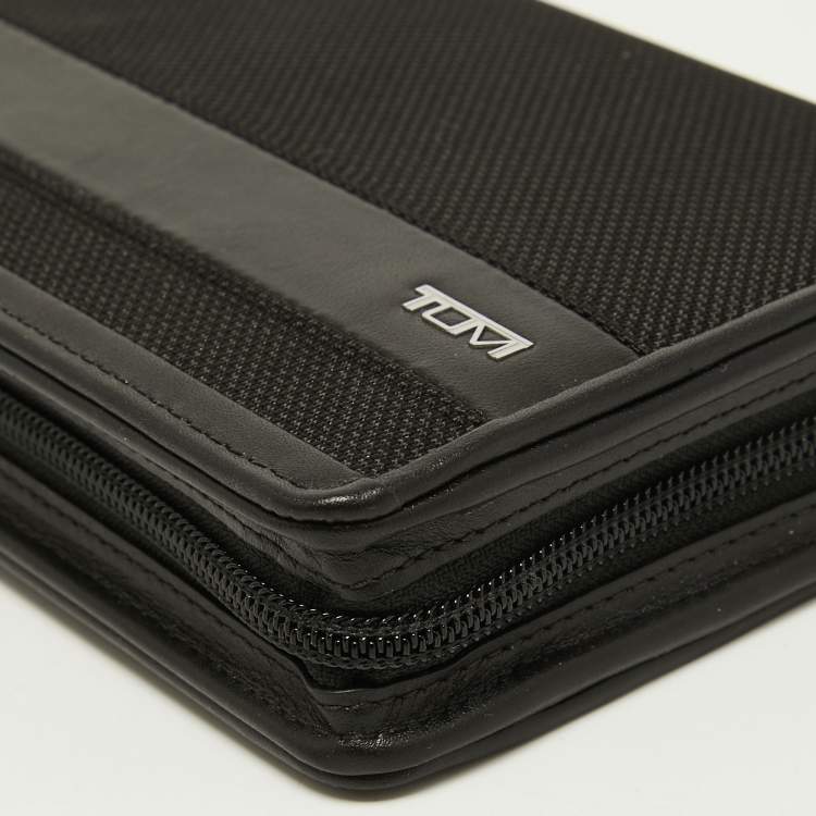 Pre Owned Tumi Black Nylon and Leather Travel Zip Around Wallet