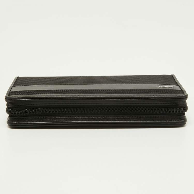 Pre Owned Tumi Black Nylon and Leather Travel Zip Around Wallet