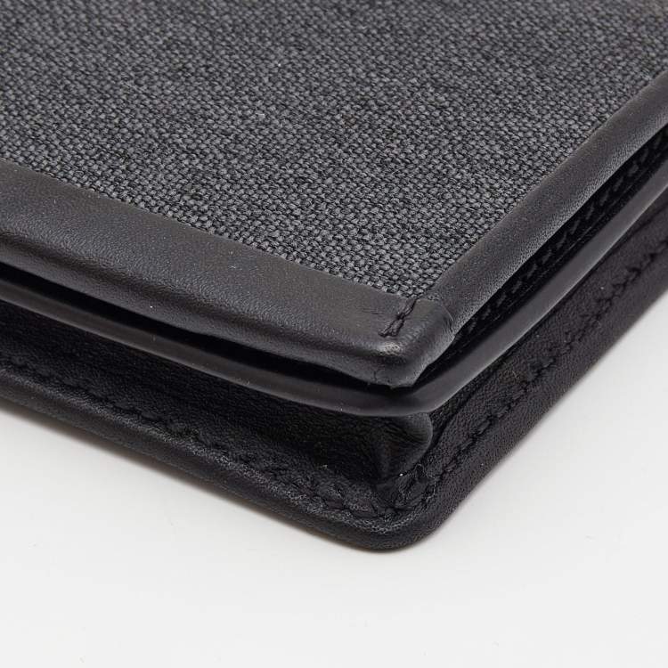 Pre Owned Tumi Grey/Black Fabric And Leather Bifold Card Case