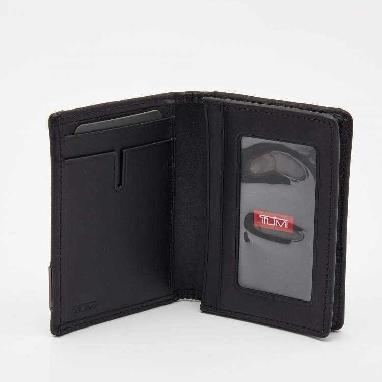 Pre Owned Tumi Grey/Black Fabric And Leather Bifold Card Case