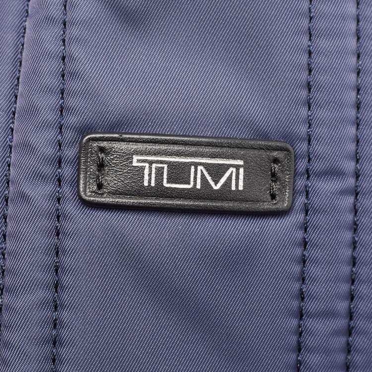 Pre Owned TUMI Navy Blue Stripe Nylon Laptop Sleeve 