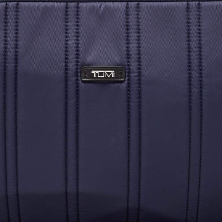 Pre Owned TUMI Navy Blue Stripe Nylon Laptop Sleeve 