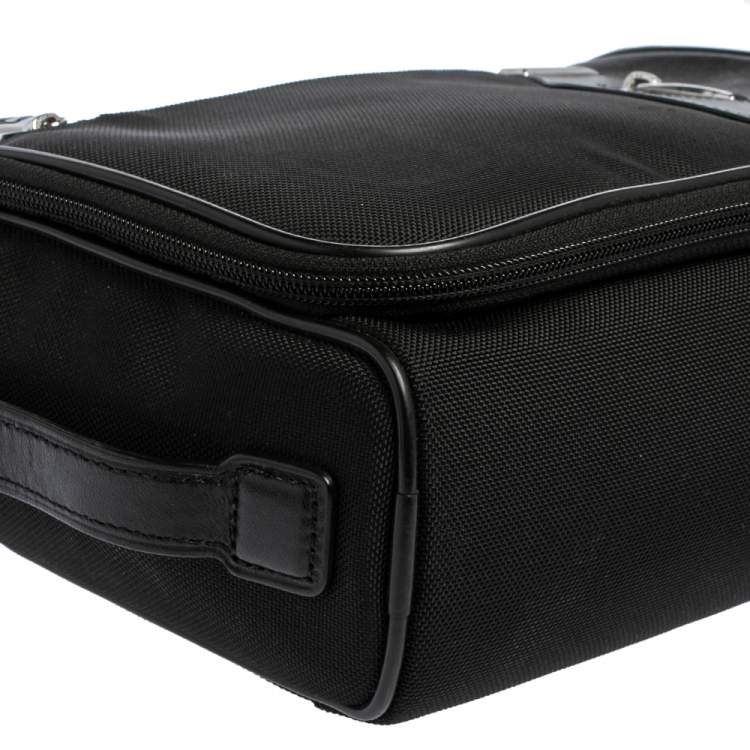 Pre Owned TUMI Black Nylon and Leather Hanging Travel Kit Wash Bag