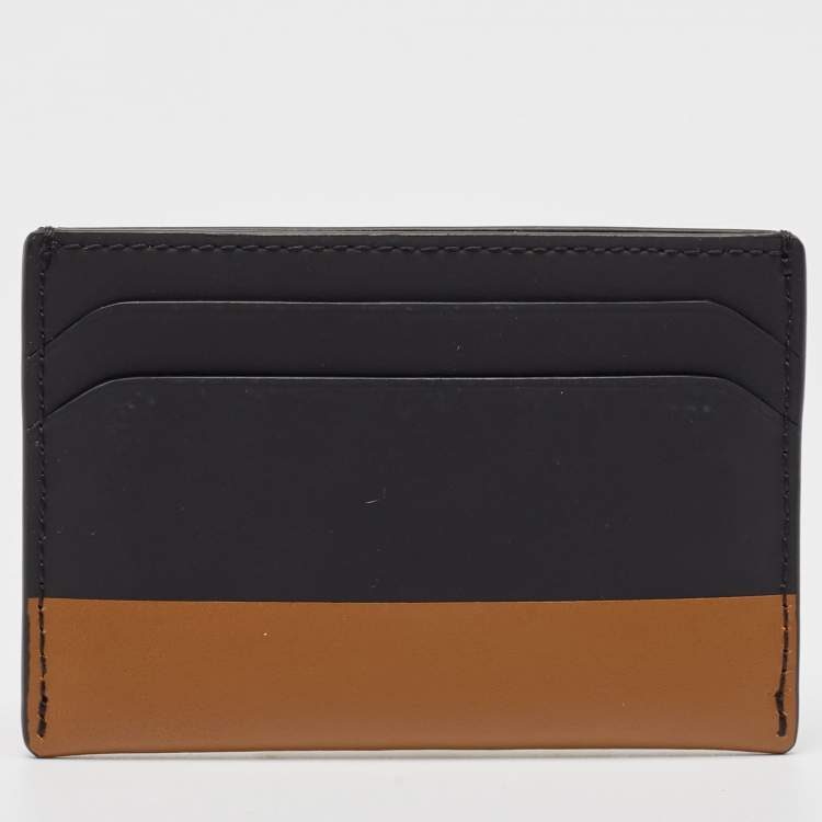 Pre Owned Tumi Black/Brown Leather Logo Card Holder