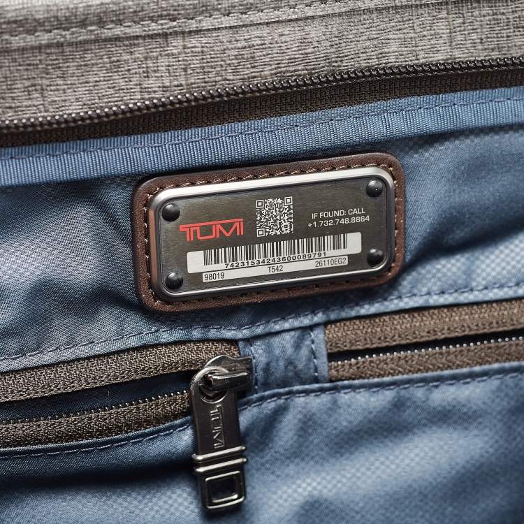 Pre Owned TUMI Grey/Brown Coated Canvas and Leather Alpha 2 Slim Deluxe Portfolio Bag