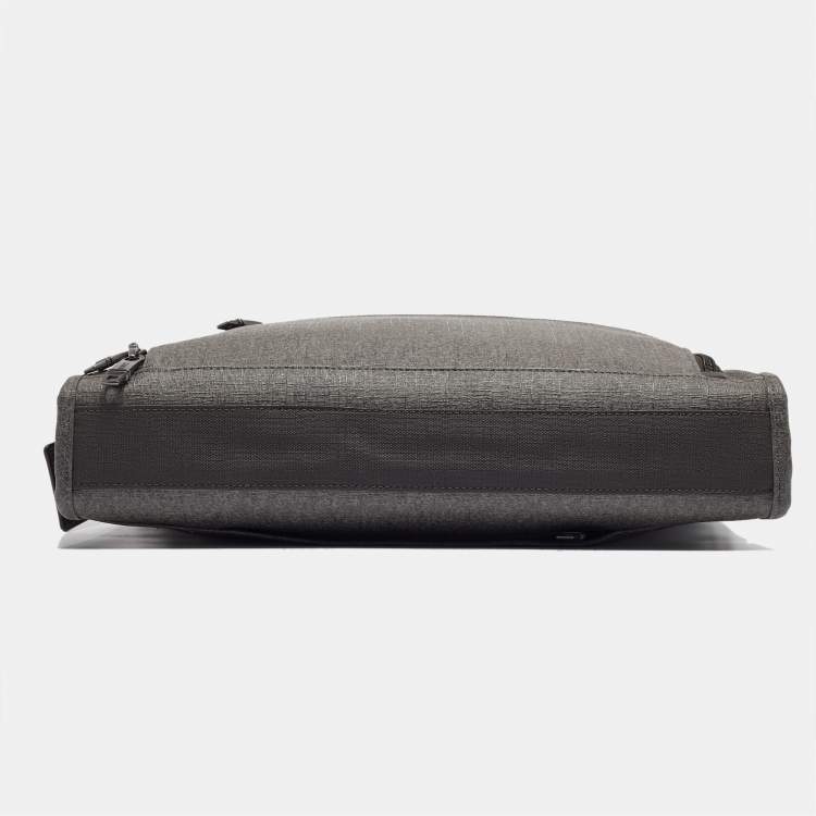 Pre Owned TUMI Grey/Brown Coated Canvas and Leather Alpha 2 Slim Deluxe Portfolio Bag