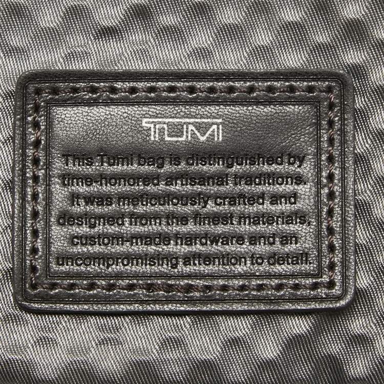 Pre Owned TUMI Navy Blue/Brown Leather and Nylon Alpha Bravo Barstow Messenger Bag