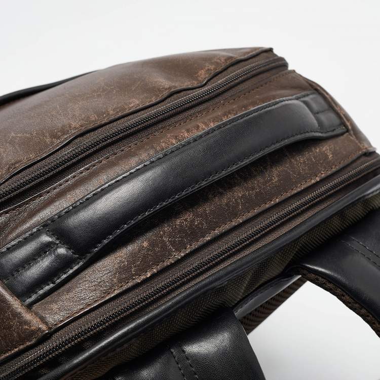 Pre Owned TUMI Dark Brown/Black Leather Clayton Backpack