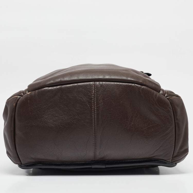 Pre Owned TUMI Dark Brown/Black Leather Clayton Backpack