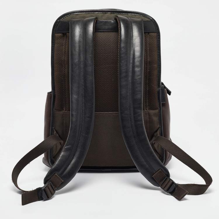 Pre Owned TUMI Dark Brown/Black Leather Clayton Backpack