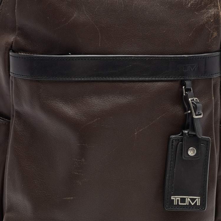 Pre Owned TUMI Dark Brown/Black Leather Clayton Backpack