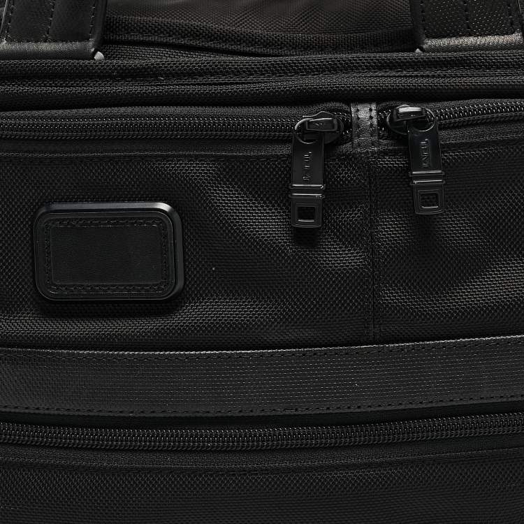 Pre Owned TUMI Black Leather and Nylon Alpha 3 Expandable Organizer Laptop Bag