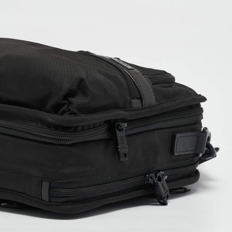 Pre Owned TUMI Black Leather and Nylon Alpha 3 Expandable Organizer Laptop Bag