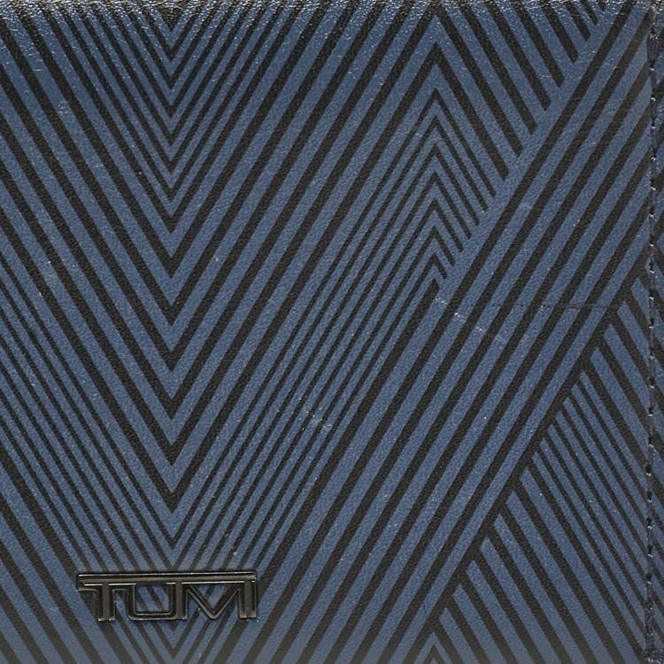Pre Owned TUMI Blue/Black Printed Leather Gusseted Card Case