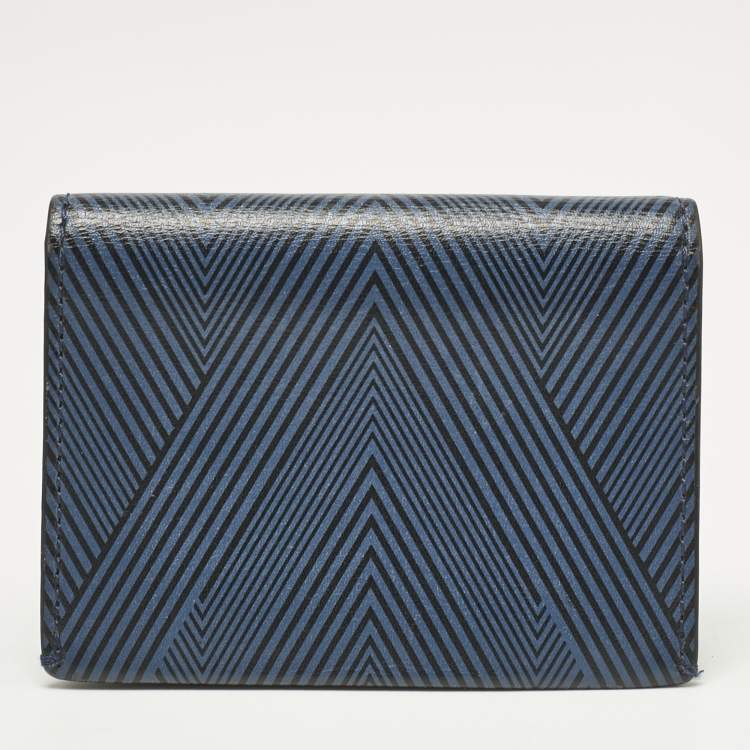 Pre Owned TUMI Blue/Black Printed Leather Gusseted Card Case
