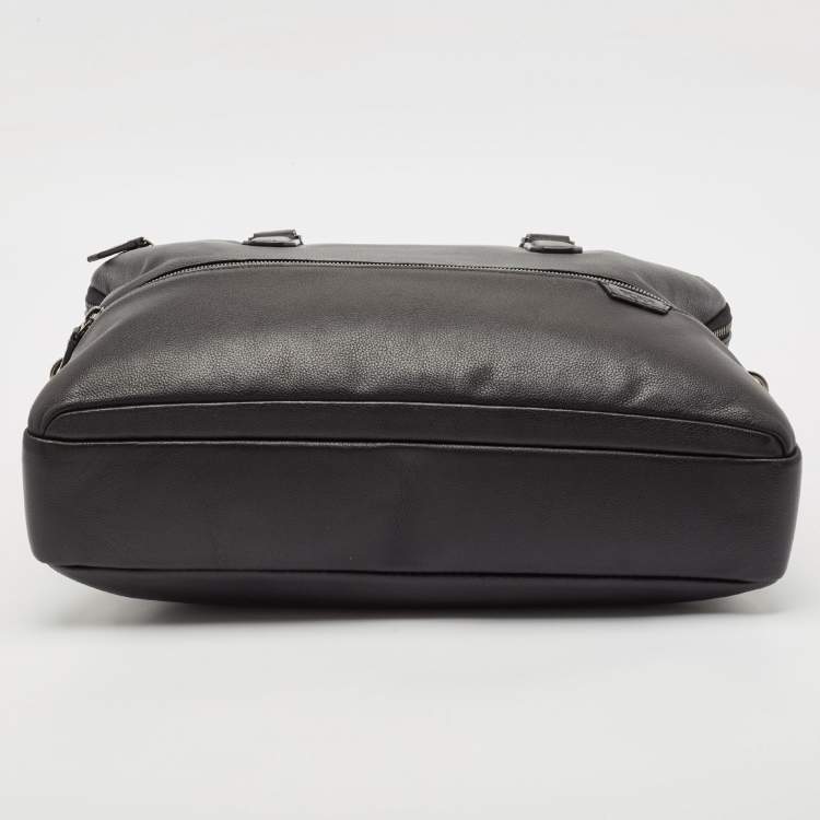 Pre Owned Tumi Black Leather Harrison Double Zip Briefcase Bag