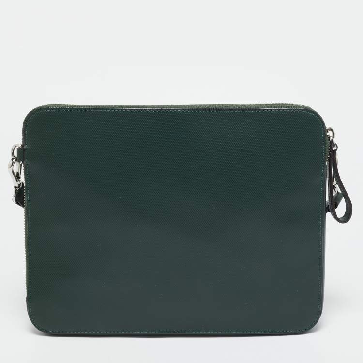 Pre Owned TUMI Dark Green Leather Zip Crossbody Bag