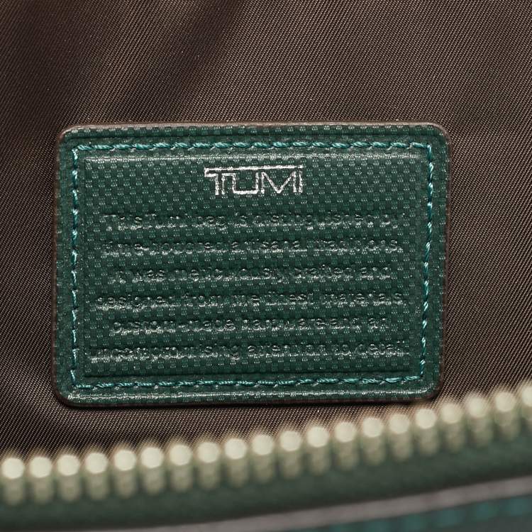 Pre Owned TUMI Dark Green Leather Zip Crossbody Bag