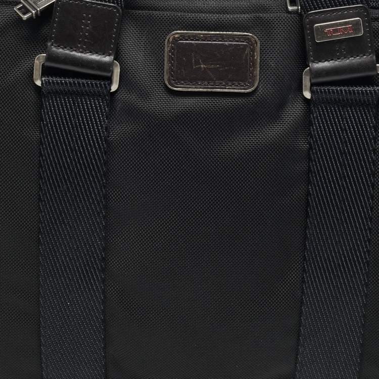 Pre Owned TUMI Black/Brown Nylon Alpha Bravo Andrews Slim Briefcase